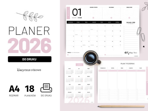 Planery 2026 do druku – różowe