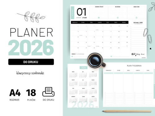 Planery 2026 do druku – niebieskie