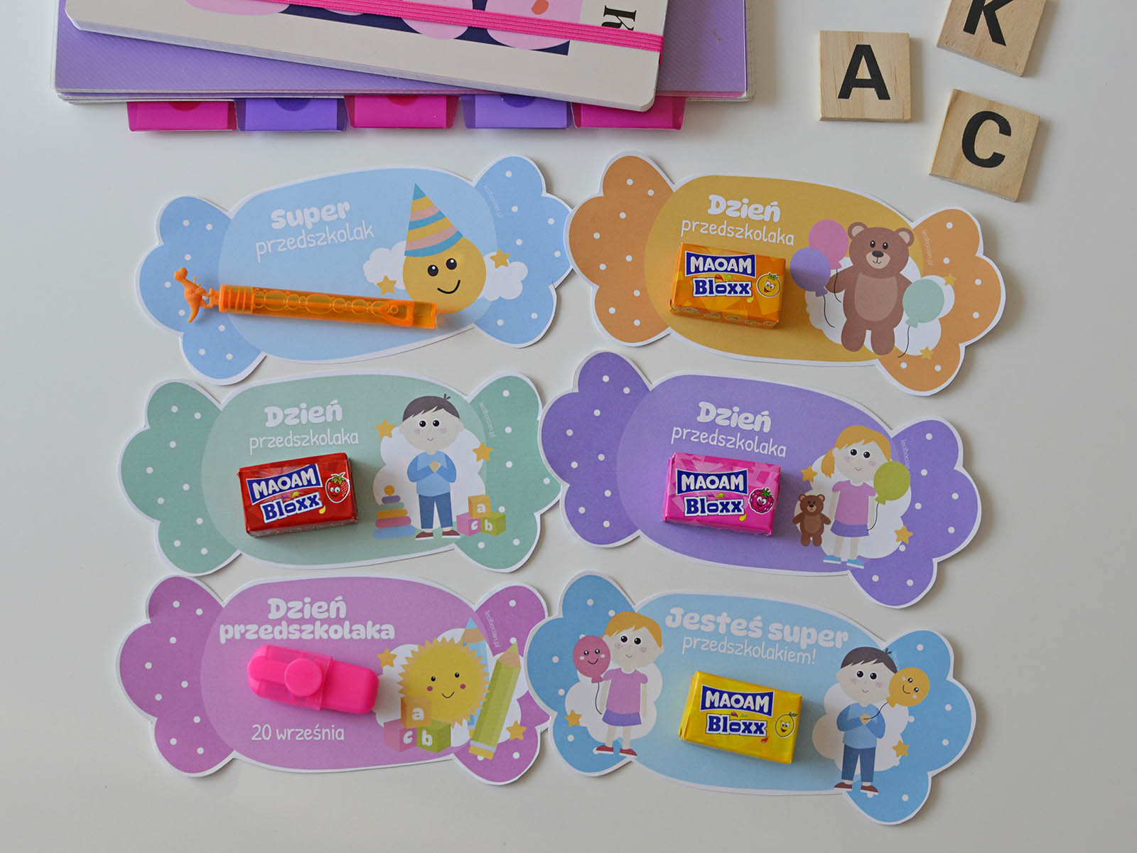 Zakładki na słodycze - Dzień Przedszkolaka do druku