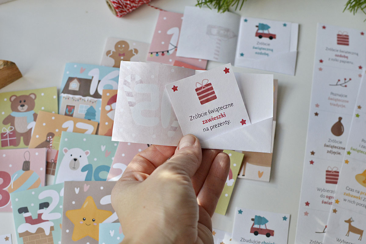 Świąteczne mini koperty na zadania adwentowe