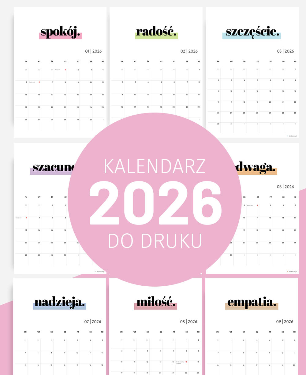 Kalendarz 2026 do druku - Ważne Słowa