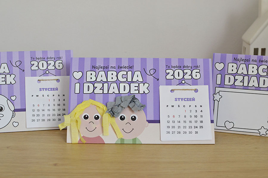 Stojący kalendarz dla babci i dziadka - różne wersje do druku