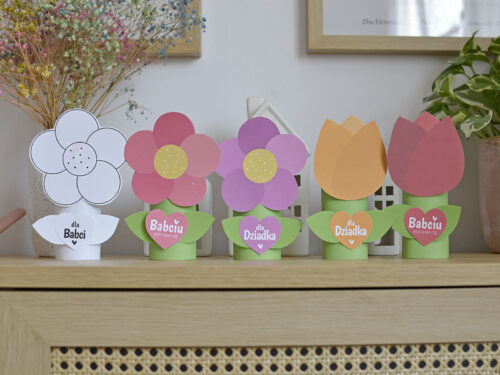 Kwiatki dla babci i dziadka do druku - 6 wersji