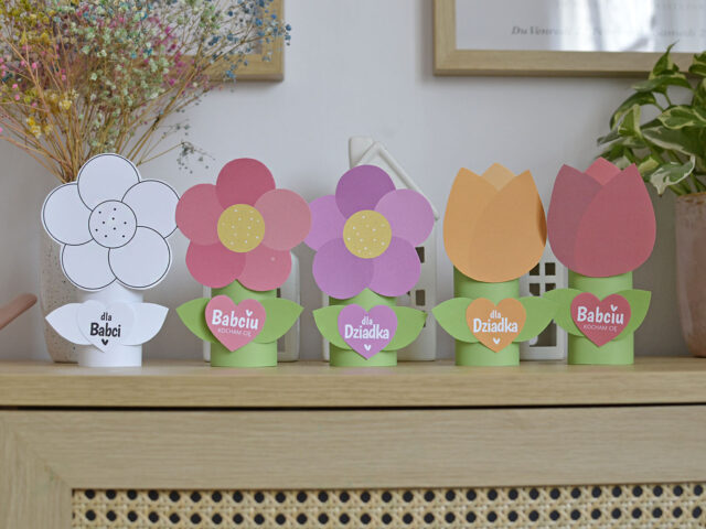 Kwiatki dla babci i dziadka do druku - 6 wersji
