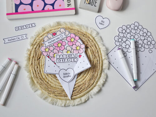 Laurka bukiet dla babci i dziadka do druku