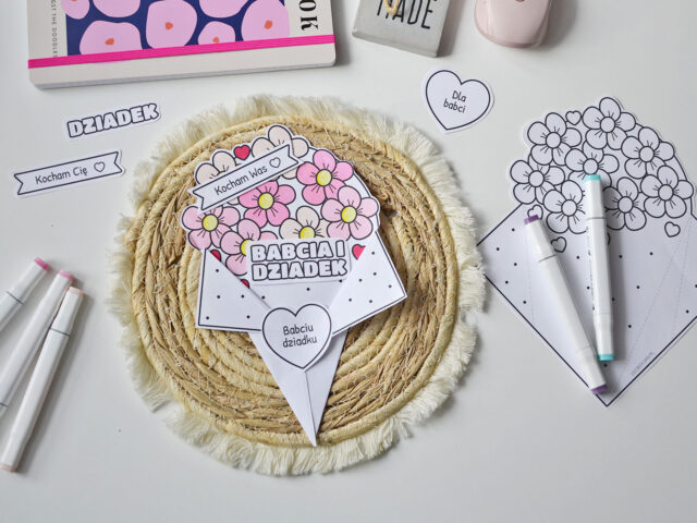 Laurka bukiet dla babci i dziadka do druku