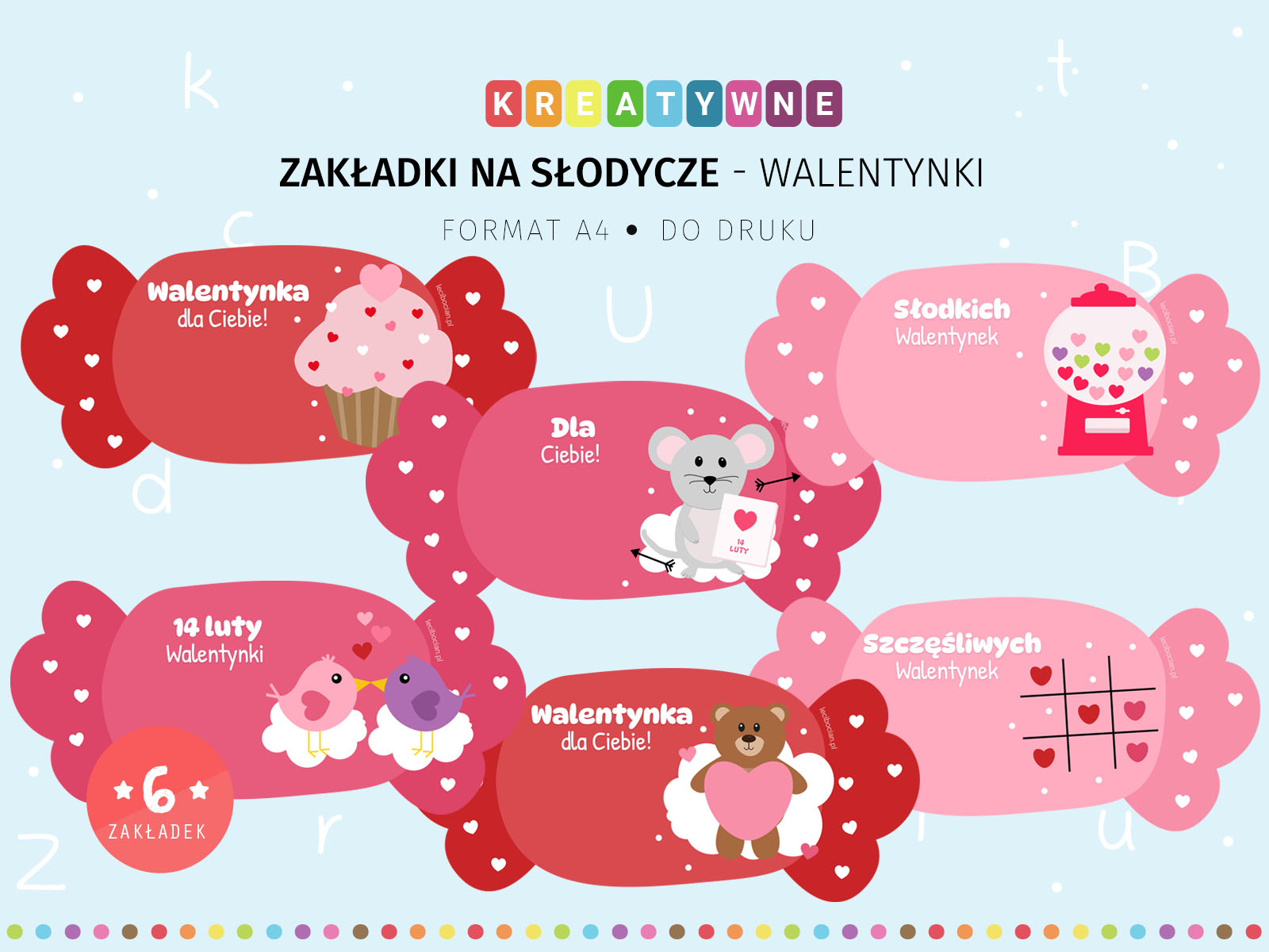 Zakładki na słodycze - Walentynki