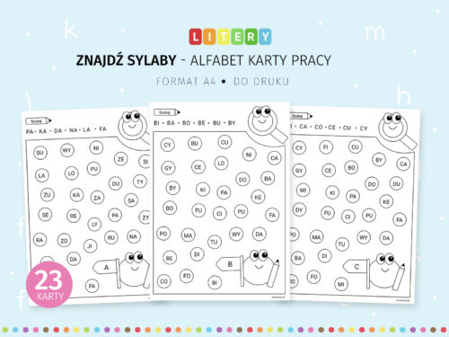 Znajdź sylaby - karty pracy do druku