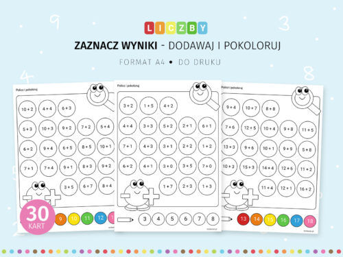 Dodawanie do 20 - matematyczne zadania do druku