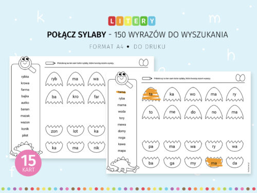 Połącz sylaby - karty pracy do druku